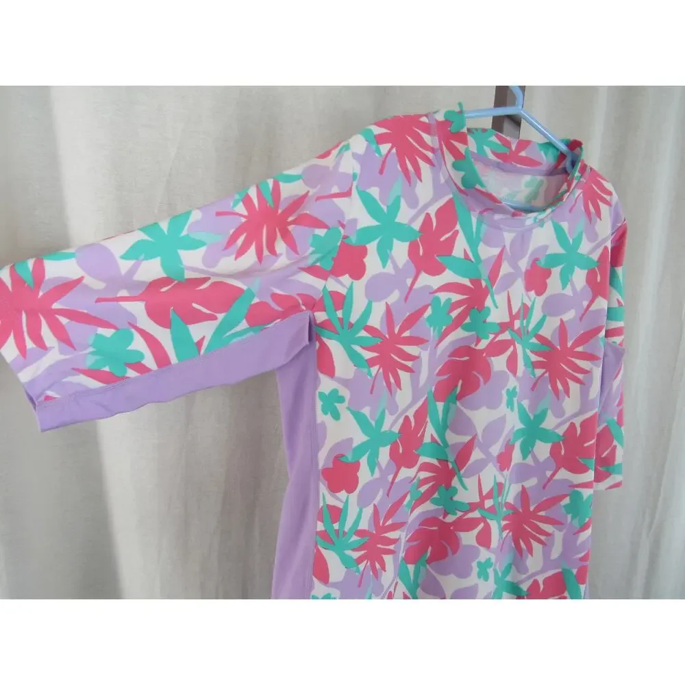 Coolibar Kid's Sandshark Long Sleeve Surf Shirt UPF 50+ Youth XL Pink Purple